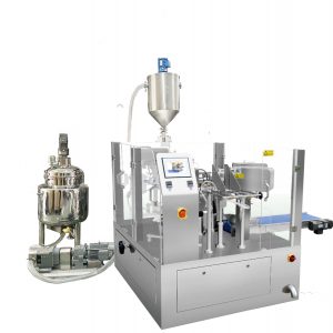 Automaattinen valmiiksi valmistettu pussin täyttötiiviste pakkaus männän täyttöaineella nestettä ja tahnaa varten