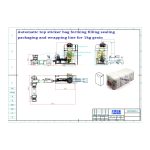 Automaattinen litteäpohjainen pussi ylätarrapussilla, joka muodostaa täytteen sulkemispakkauksen käärintälinjan, tilaa asiakkaamme